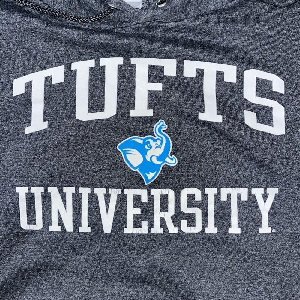 Champion Gray Tufts University Jumbo The Elephant Hooded Hoodie Sweatshirt XL - Picture 2 of 5